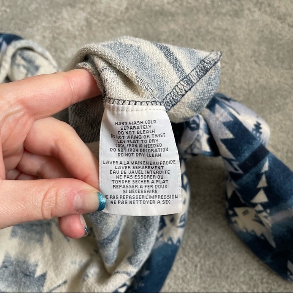 Denim & Supply Ralph Lauren Blue Ivory South West Aztec Crop Sweatshirt EUC XS - Picture 7 of 8